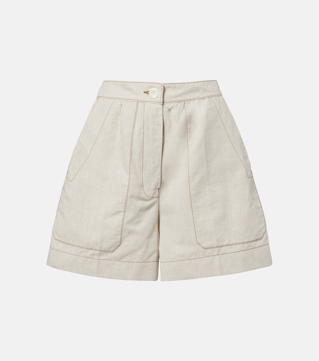 Cotton and linen chambray shorts | Prada