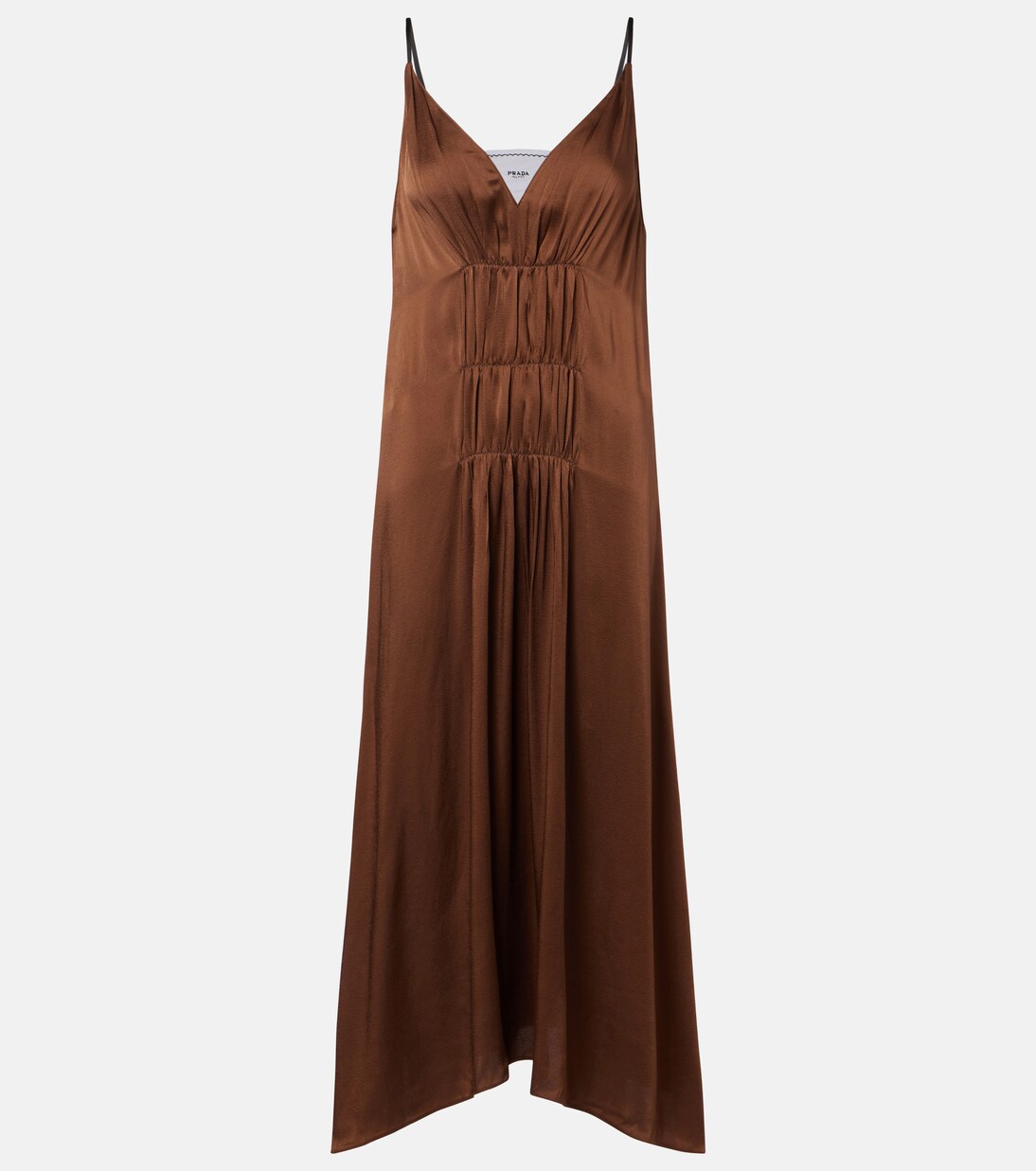 Gathered crêpe satin slip dress | Prada
