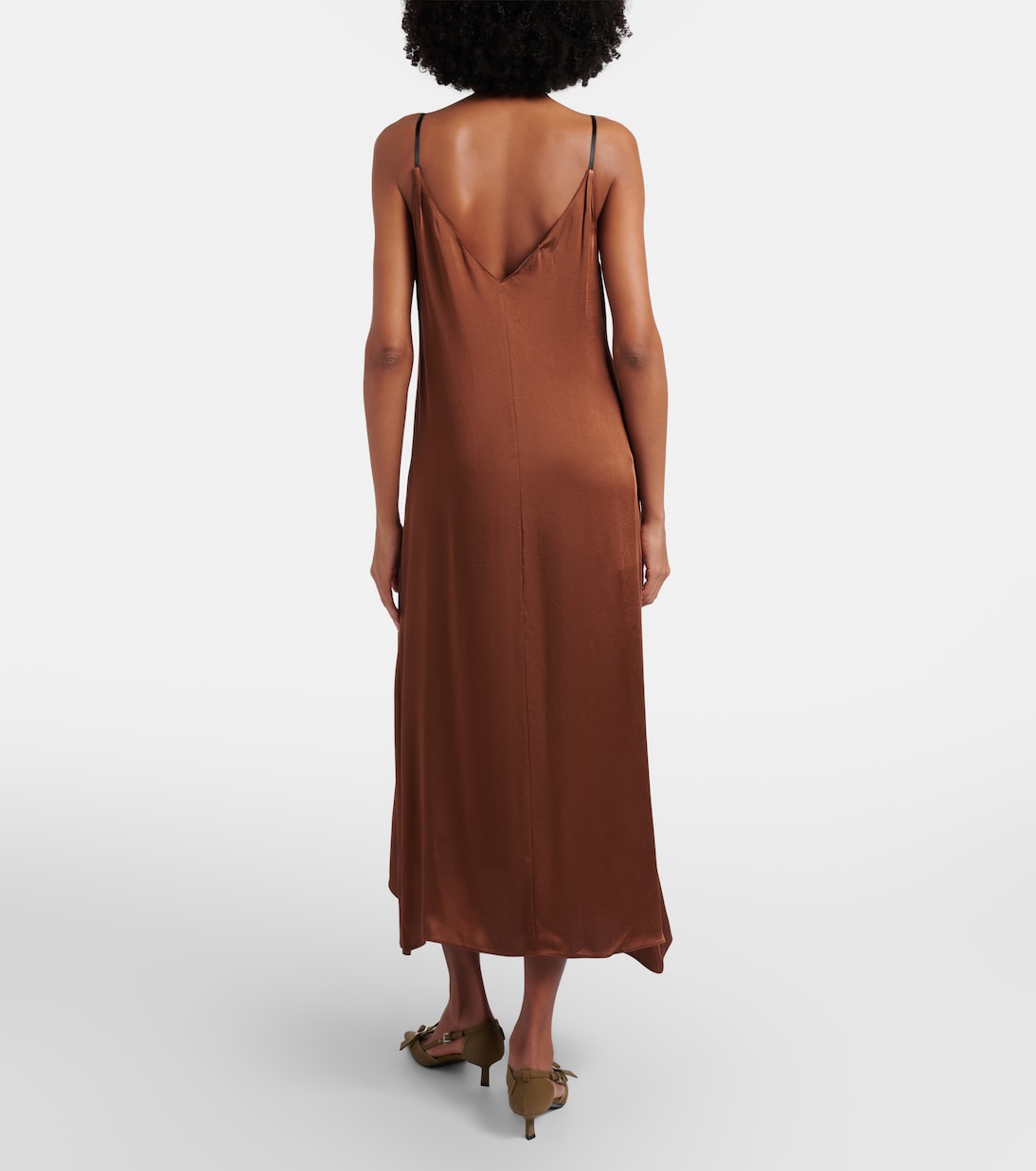 Gathered crêpe satin slip dress | Prada