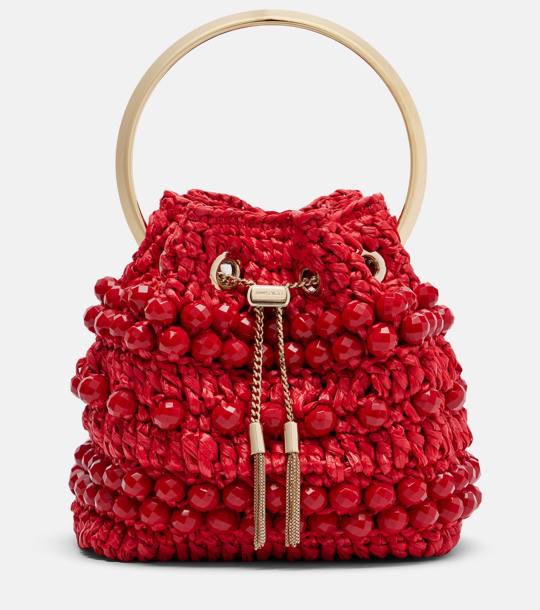 Sac seau Bon Bon Small en raphia | Jimmy Choo