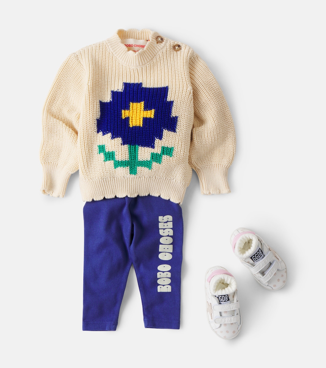 Baby Pullover Pixel Daisy aus Baumwolle | Bobo Choses