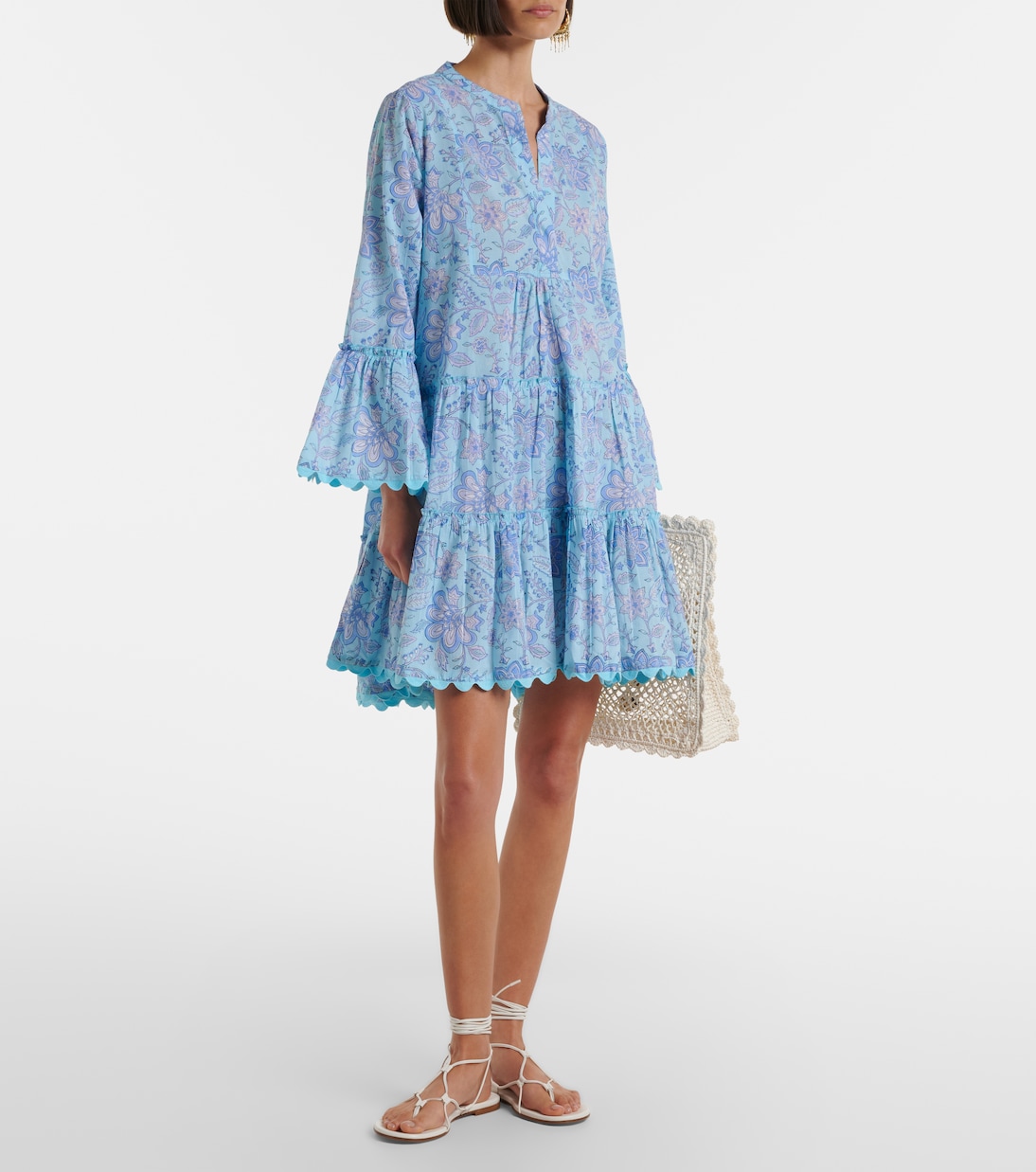 Abito corto in cotone con stampa floreale | Juliet Dunn