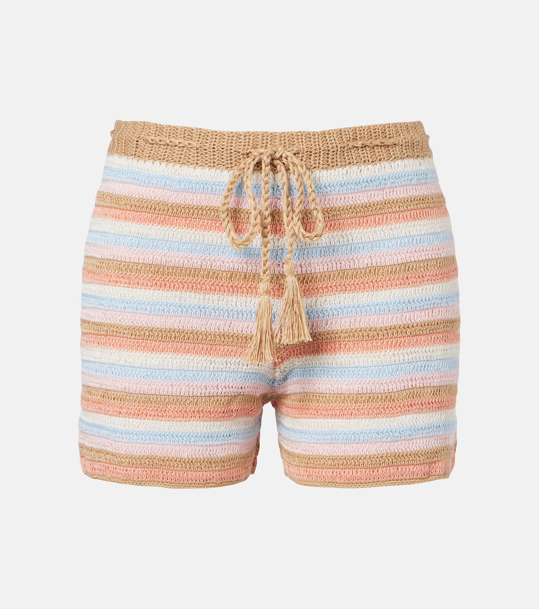 Striped crochet cotton shorts | Anna Kosturova