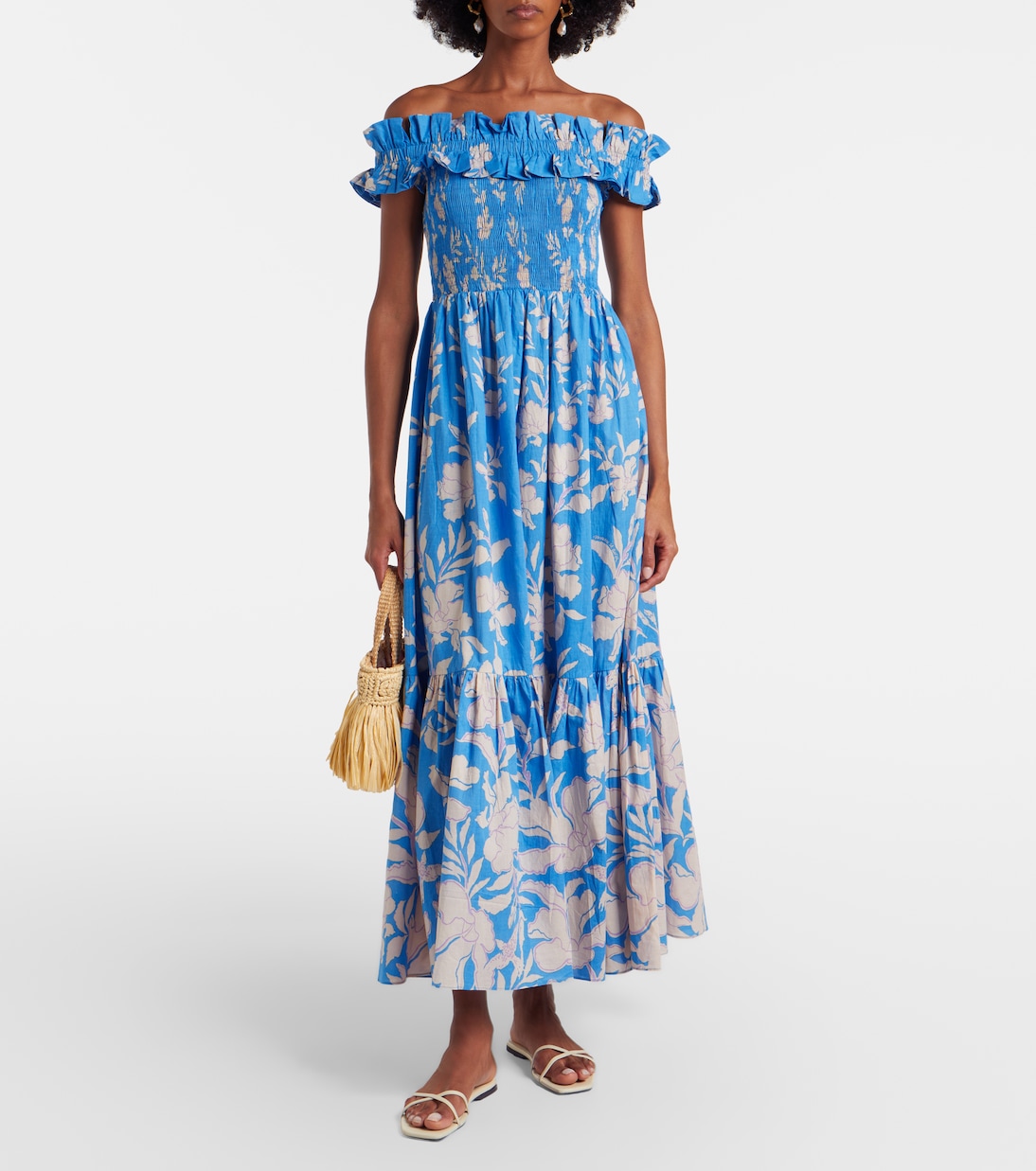 Suzanne shirred cotton muslin maxi dress | Poupette St Barth