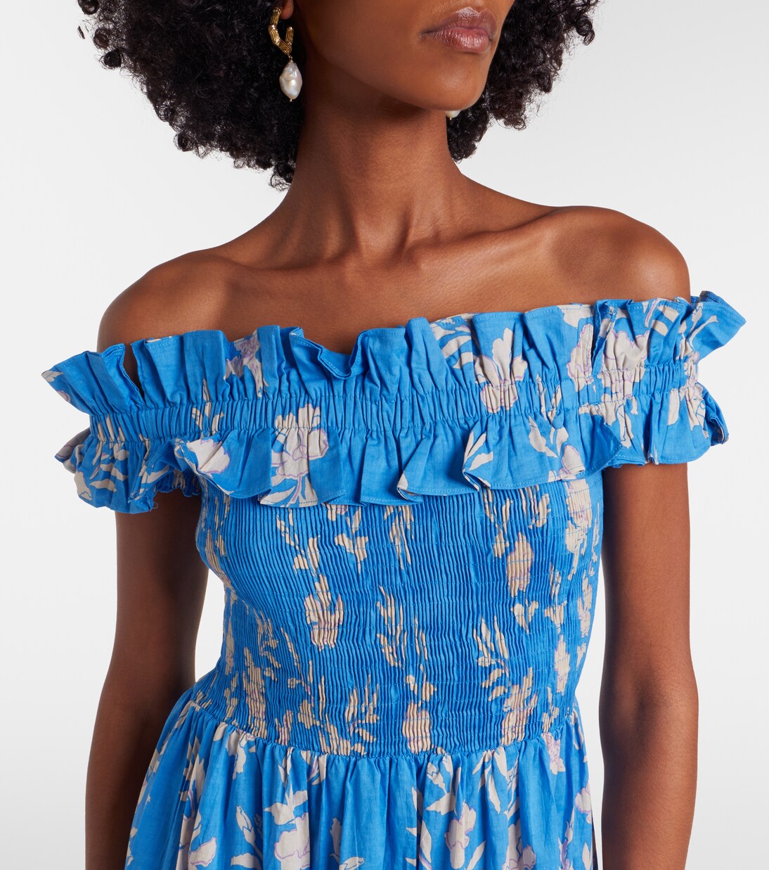 Suzanne shirred cotton muslin maxi dress | Poupette St Barth