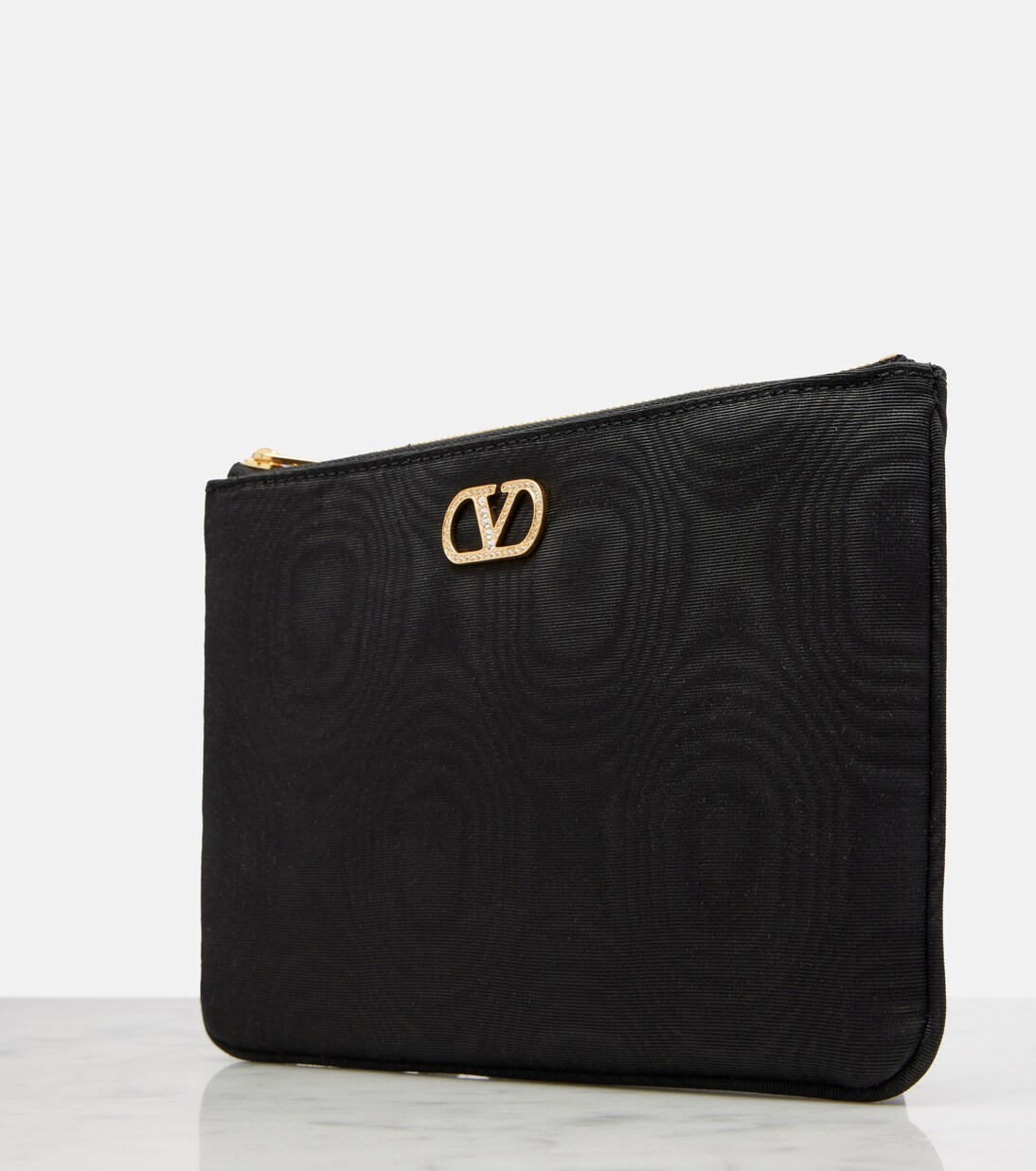 VLogo Swarovski®-embellished moiré pouch | Valentino Garavani