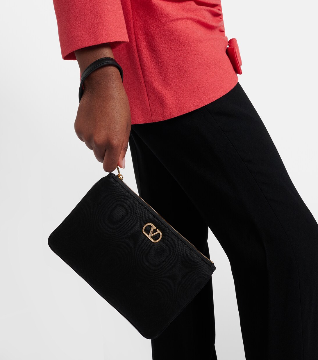 VLogo Swarovski®-embellished moiré pouch | Valentino Garavani
