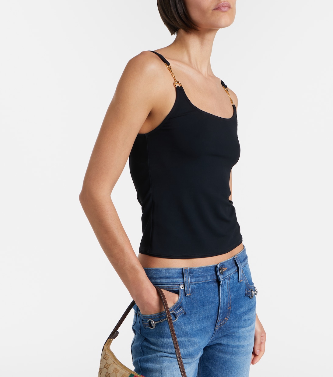 Horsebit crêpe jersey tank top | Gucci