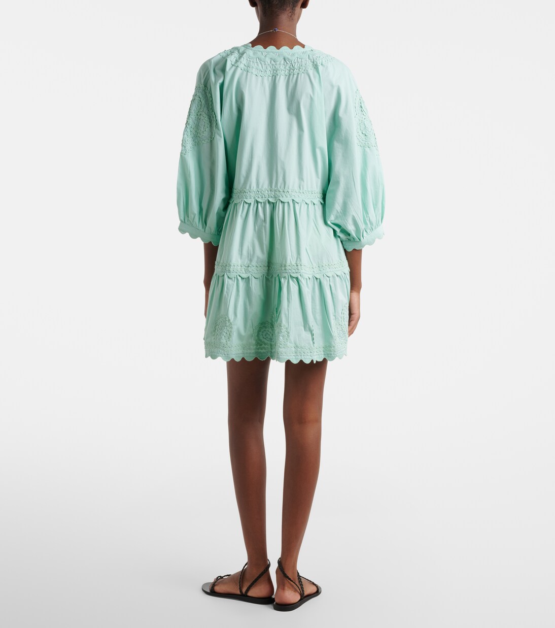 Embroidered scalloped cotton poplin minidress | Juliet Dunn