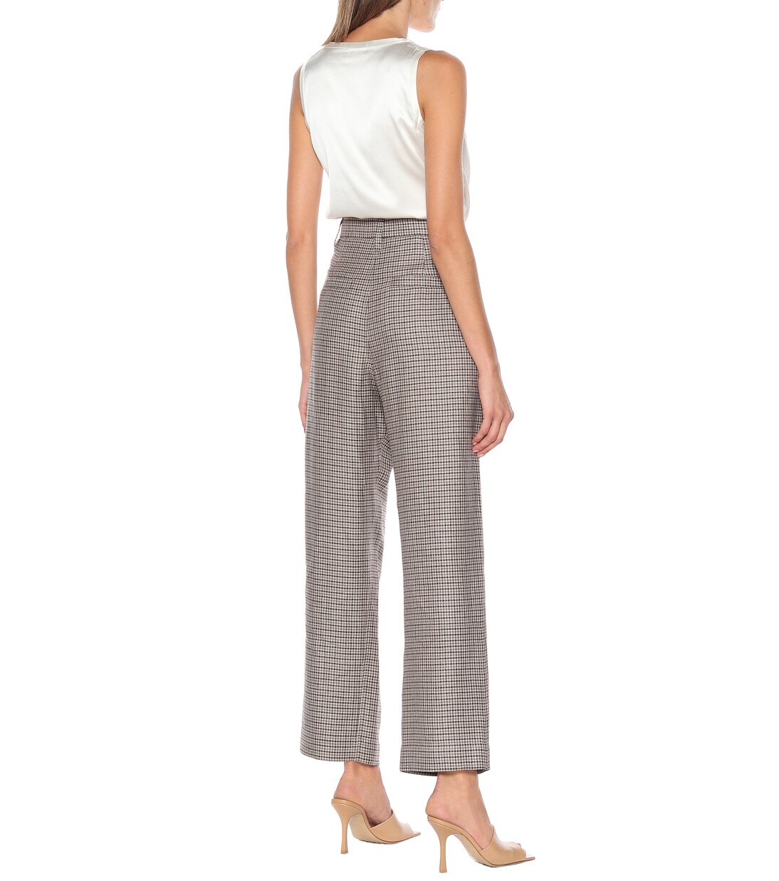Checked linen, wool and silk wide-leg pants | Brunello Cucinelli