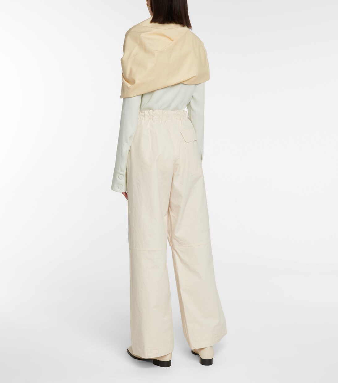 Pantalon cargo ample à taille haute en coton | Jil Sander
