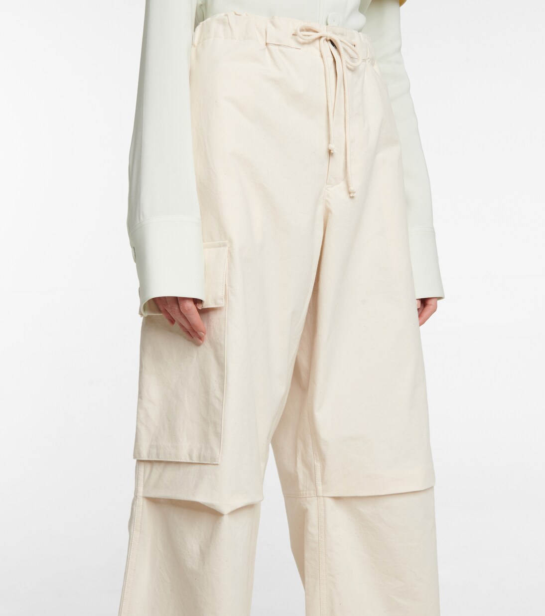 Pantalon cargo ample à taille haute en coton | Jil Sander