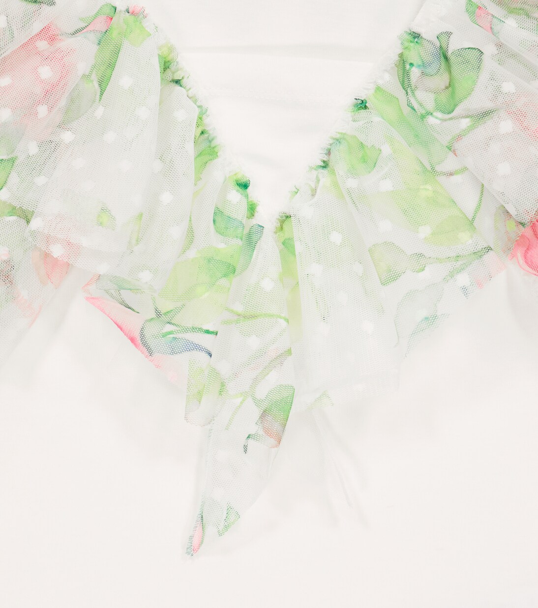 Floral tulle-trimmed T-shirt | Monnalisa
