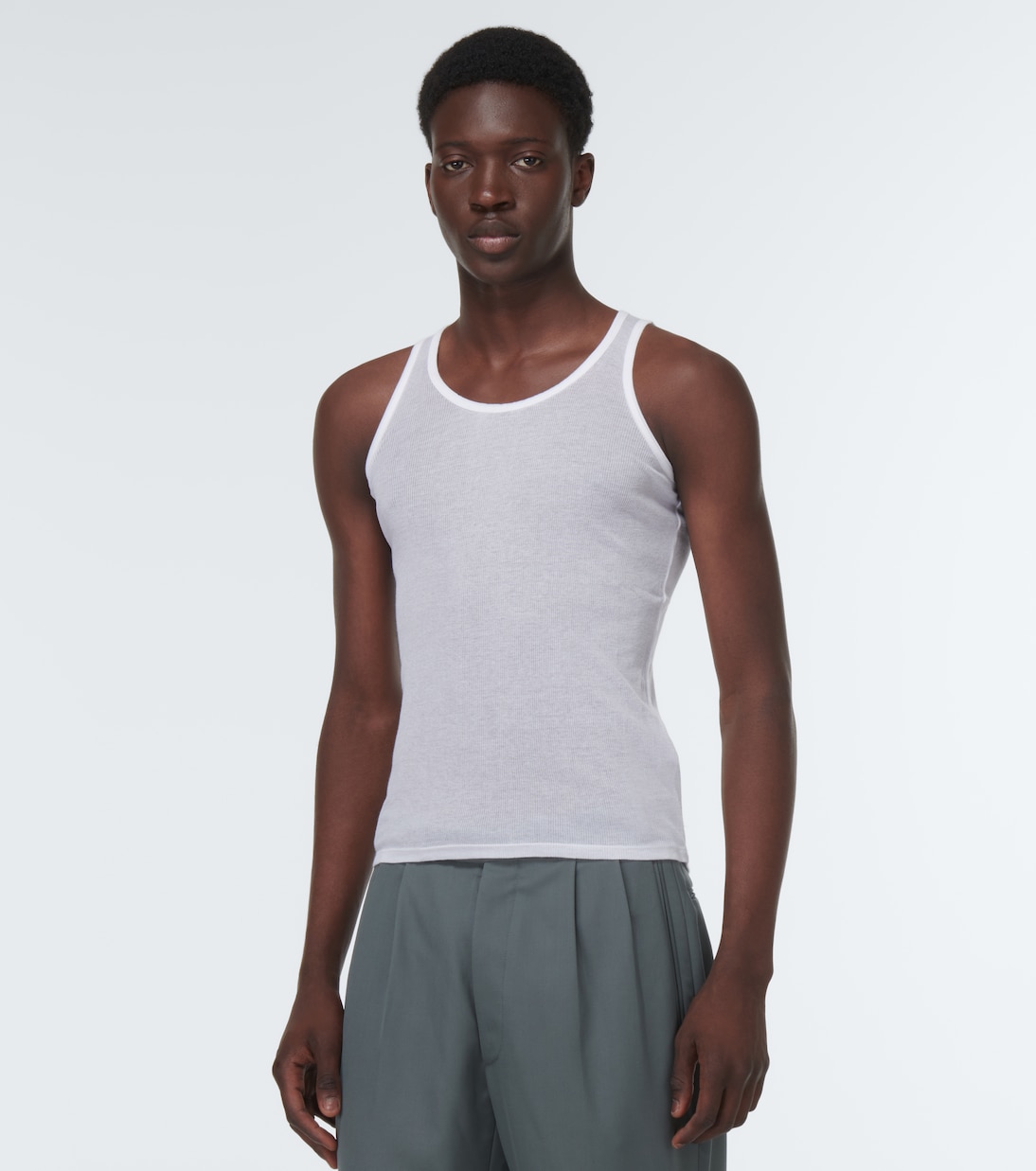 Ribbed-knit cotton and silk tank top | Maison Margiela