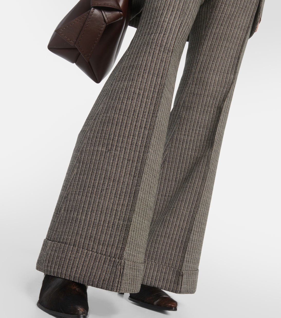 Pantalon évasé rayé en laine mélangée | Acne Studios