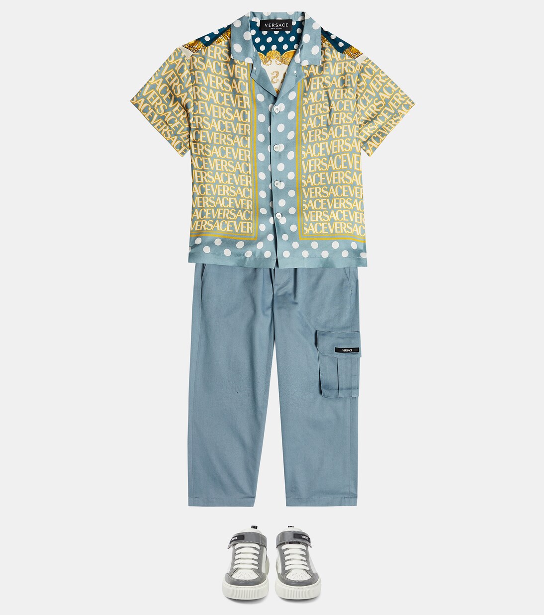 Logo leather high-top sneakers | Versace Kids