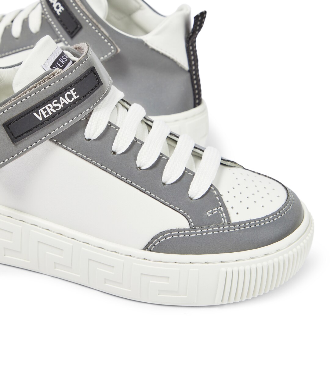 Logo leather high-top sneakers | Versace Kids
