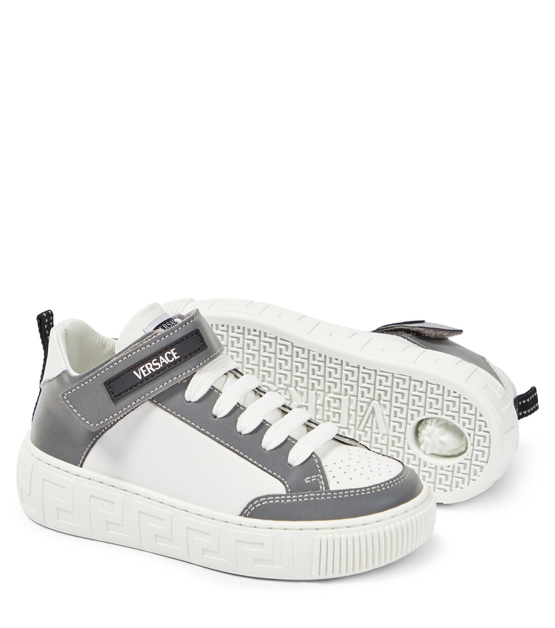 Logo leather high-top sneakers | Versace Kids