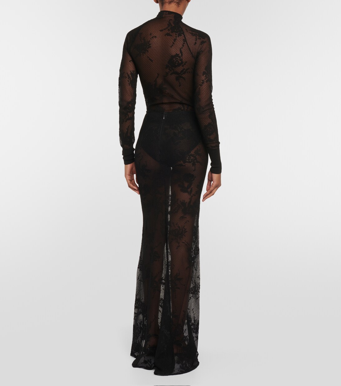 Floral mesh maxi skirt | Alaïa