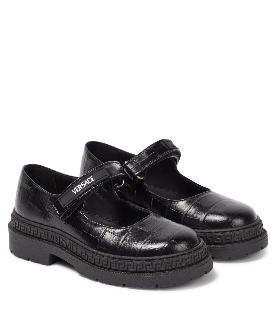 Croc-effect leather Mary Jane flats | Versace Kids