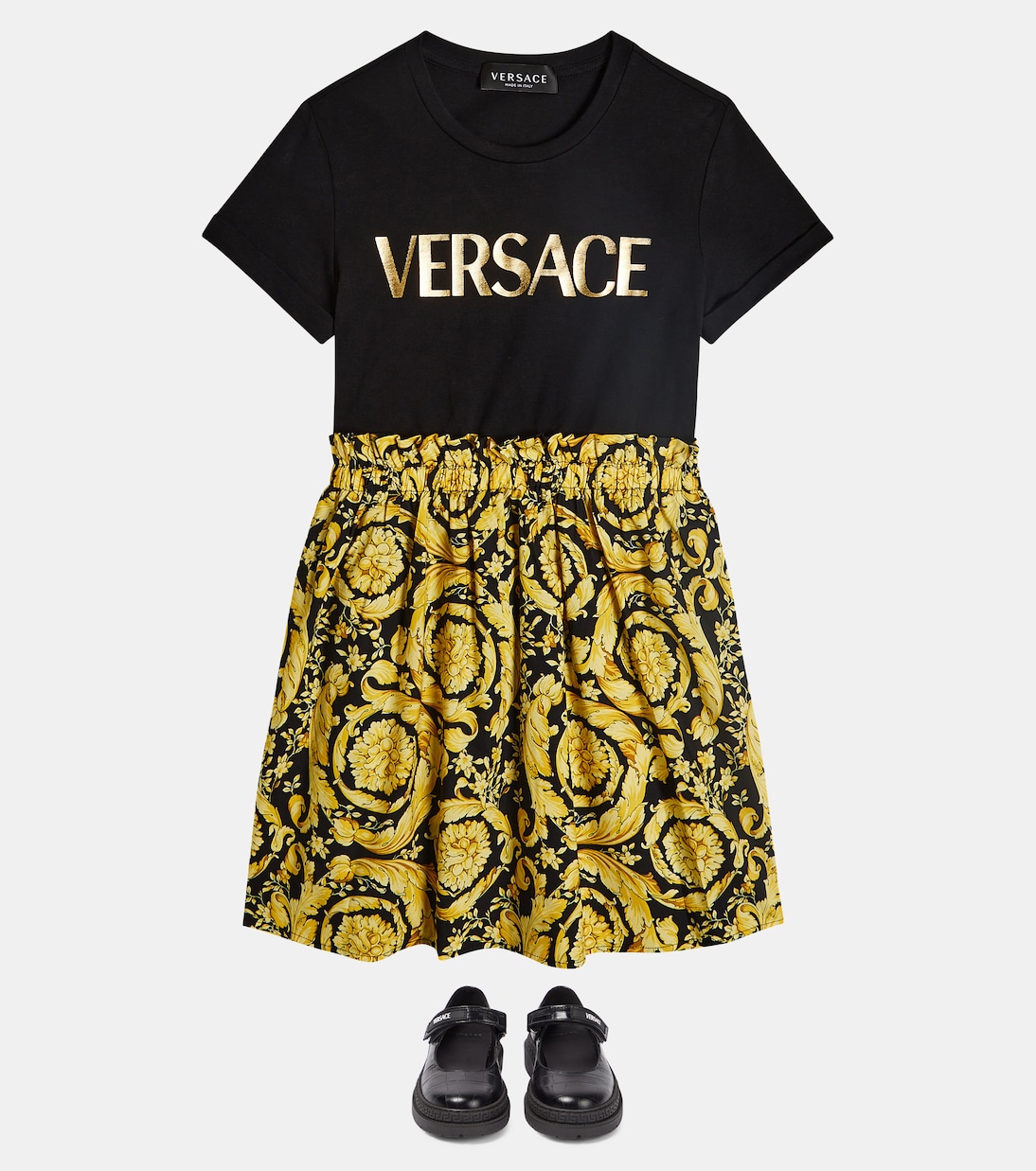 Croc-effect leather Mary Jane flats | Versace Kids