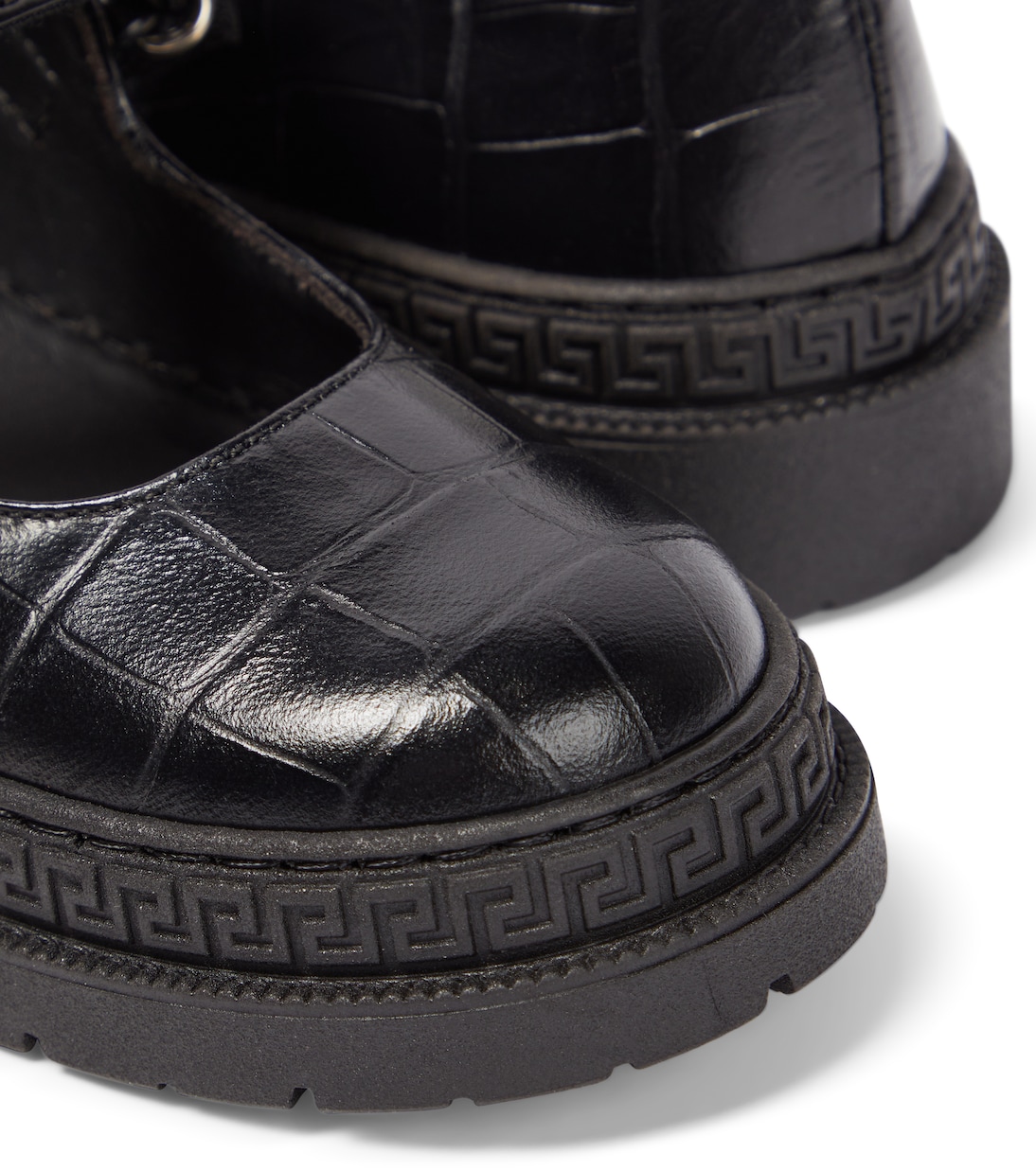 Croc-effect leather Mary Jane flats | Versace Kids