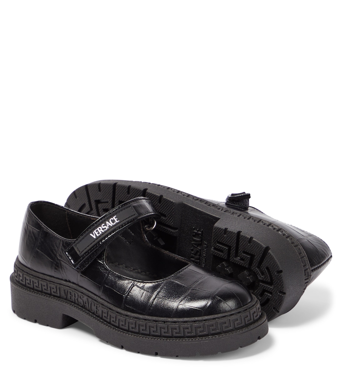 Croc-effect leather Mary Jane flats | Versace Kids