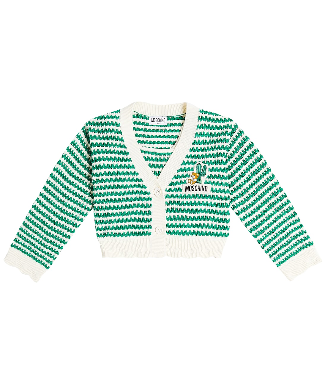 Striped cotton top and cardigan set | Moschino Kids