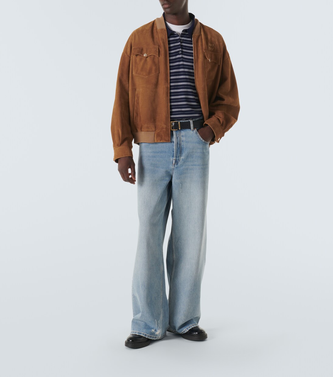 Polo rayé en coton mélangé | Miu Miu