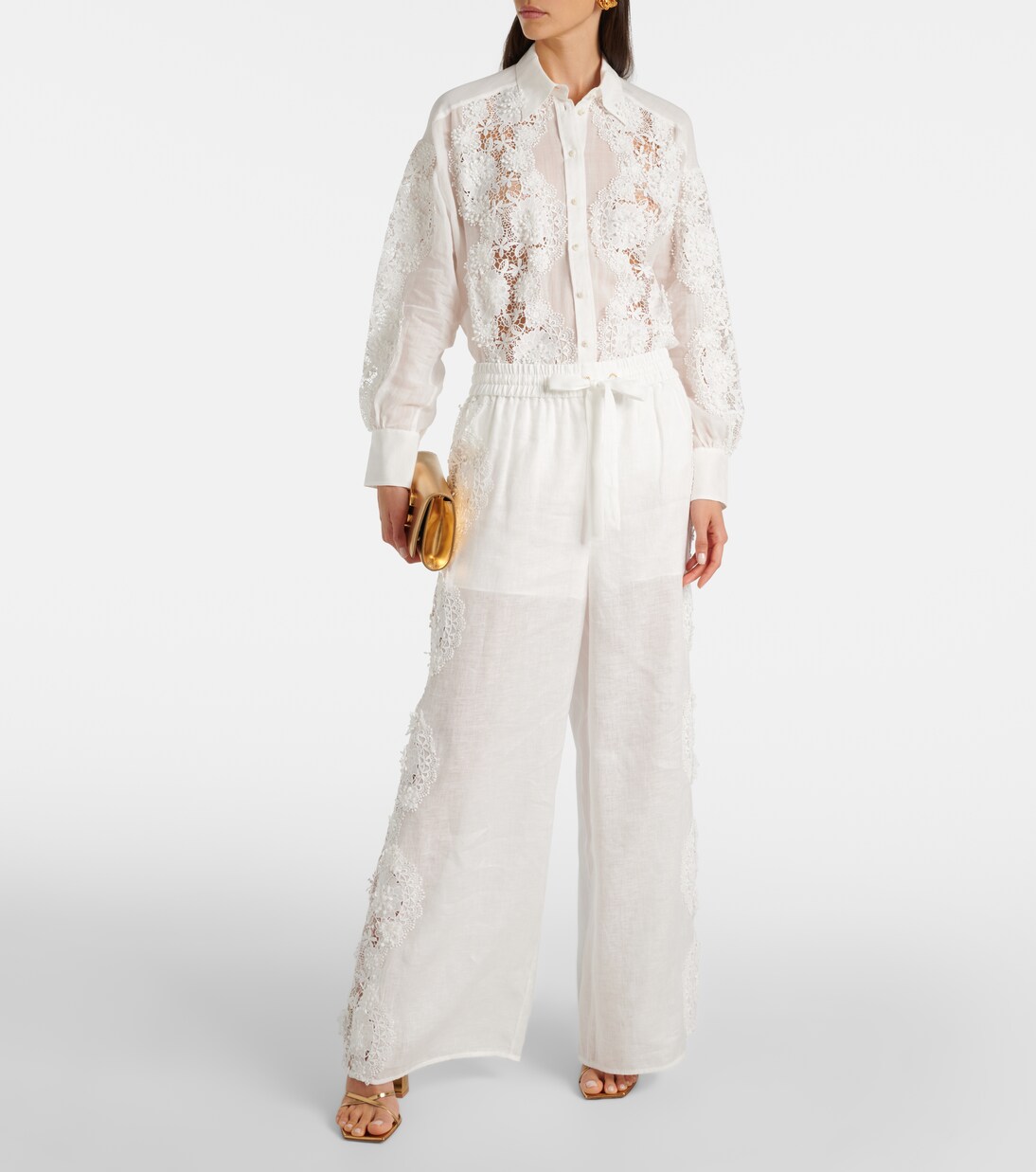 Halliday lace-trimmed linen wide-leg pants | Zimmermann