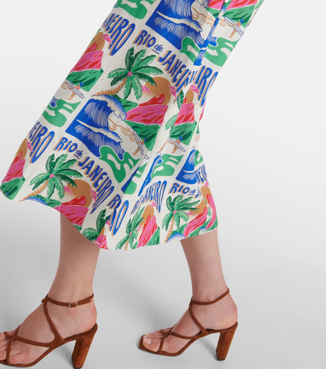 Robe midi Carioca Posters en lin mélangé | Farm Rio