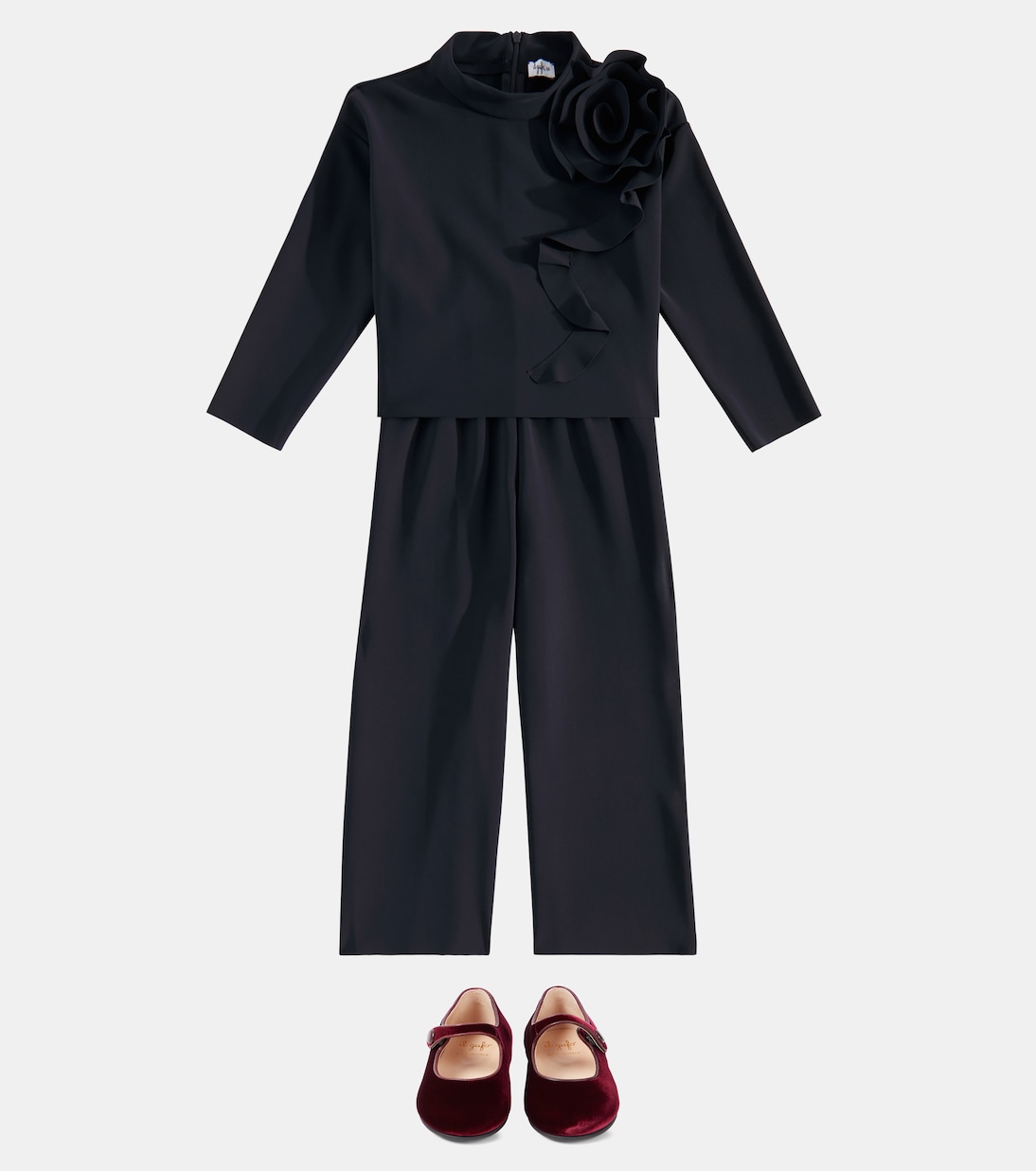 Floral-appliqué top and pants set | Il Gufo