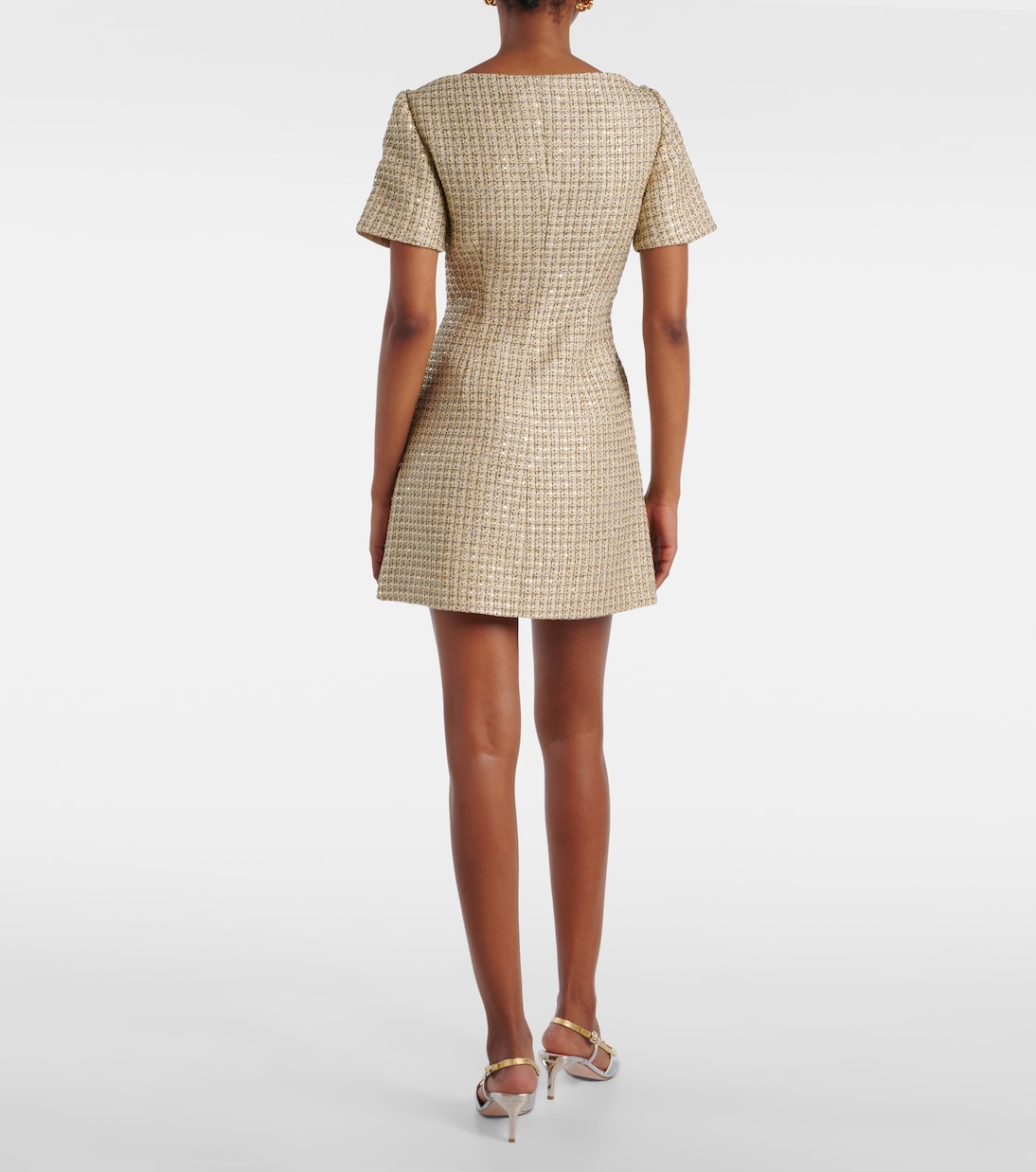 Miniabito in bouclé con scollo bardot | Self-Portrait