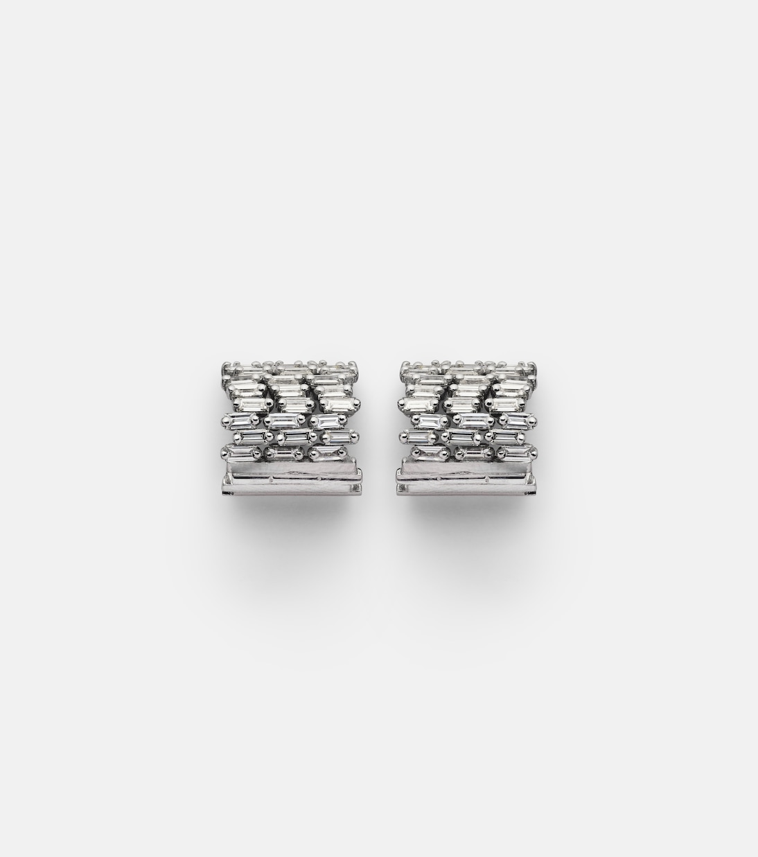 Boucles d'oreilles Rondelle en or blanc 18 ct et diamants | Suzanne Kalan