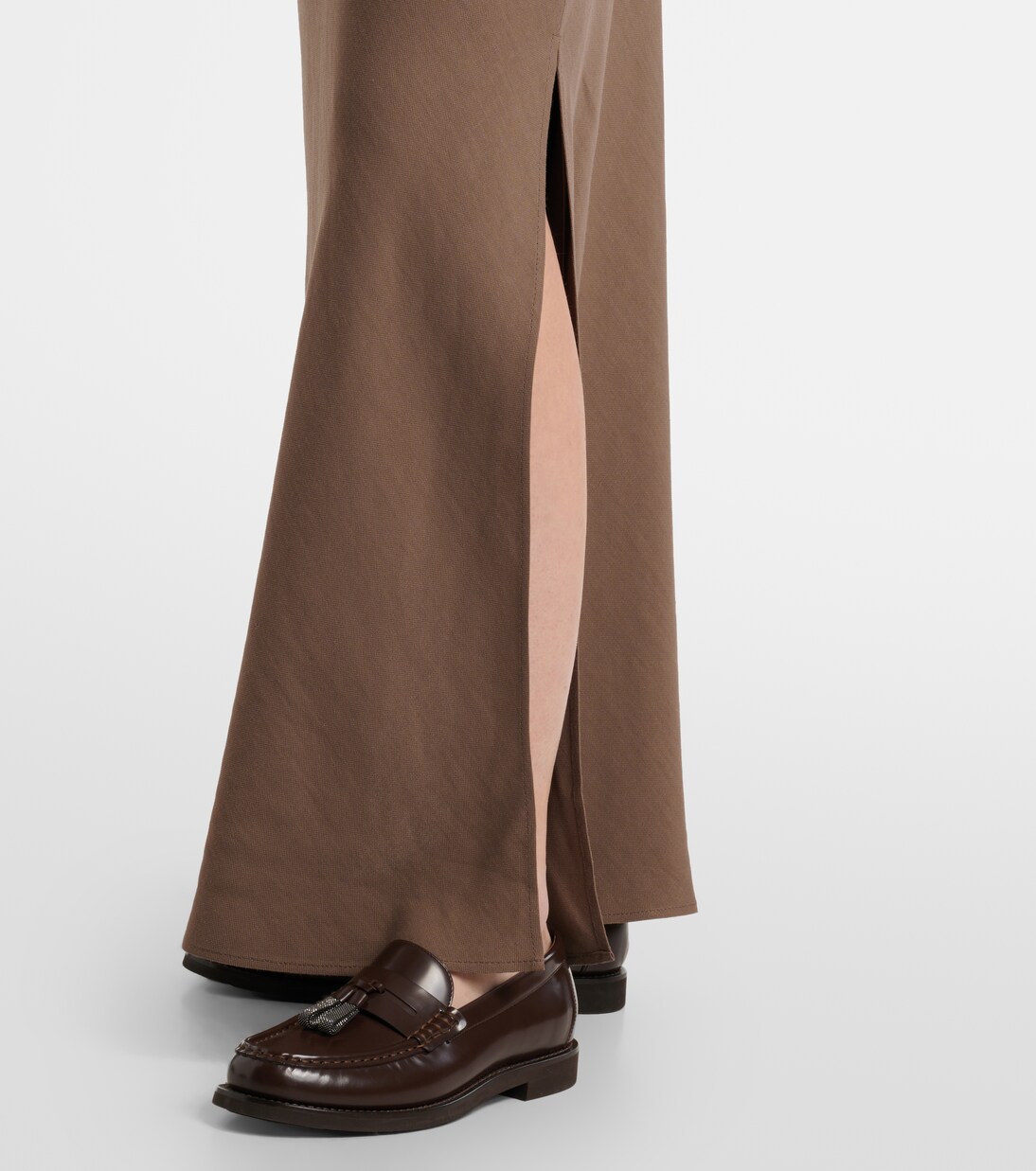 High-rise twill maxi skirt | Brunello Cucinelli