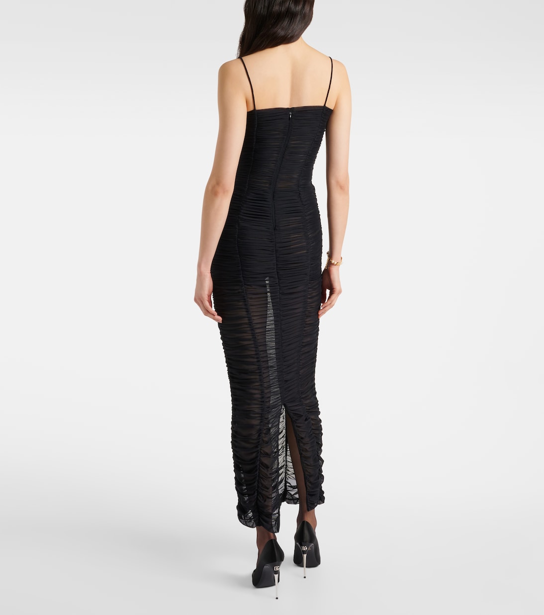 Sheer draped tulle midi dress | Dolce&Gabbana