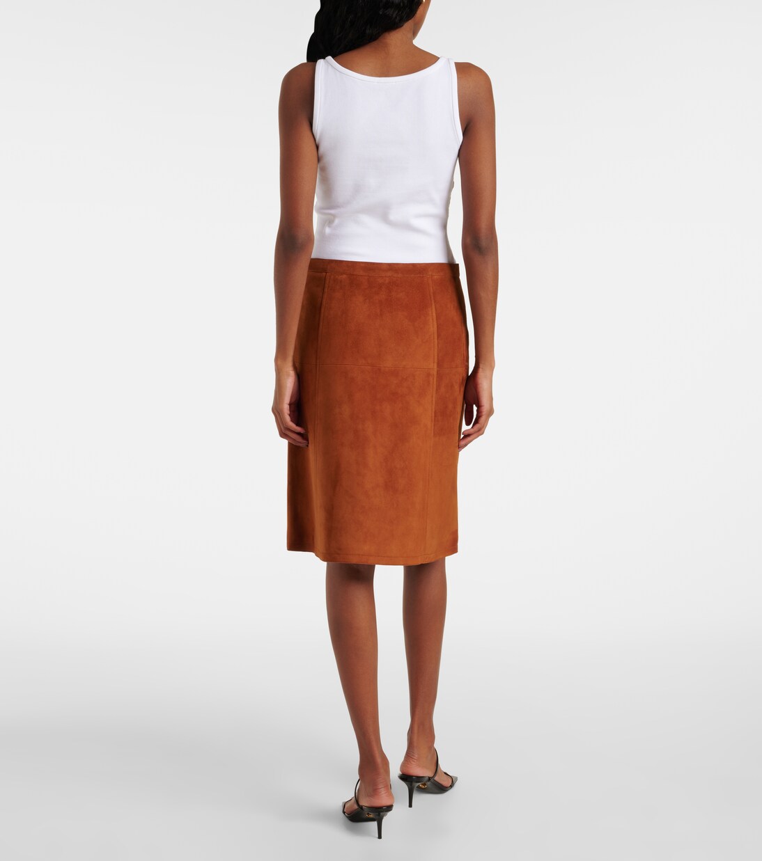 Midirock aus Veloursleder | Versace