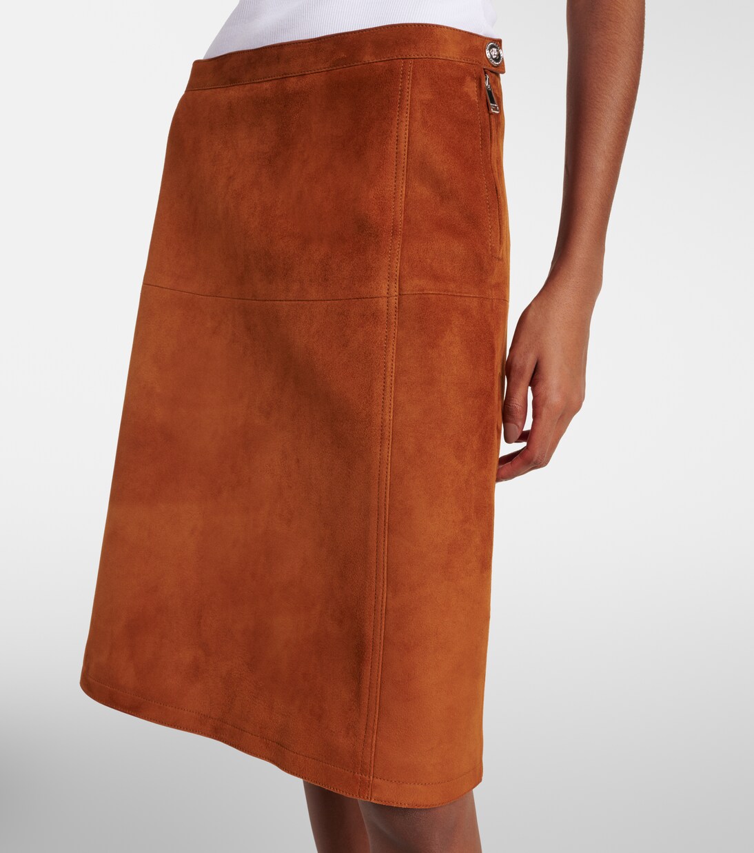 Midirock aus Veloursleder | Versace