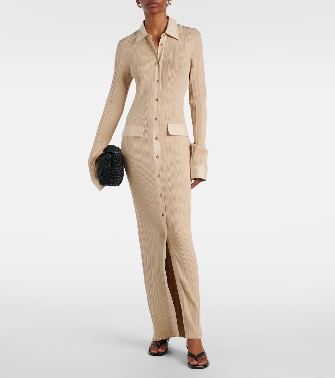 Abito chemisier in maglia a coste | Toteme