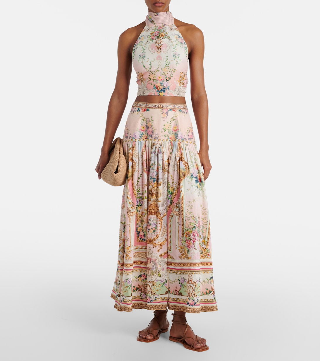 Halterneck linen and silk crop top | Camilla