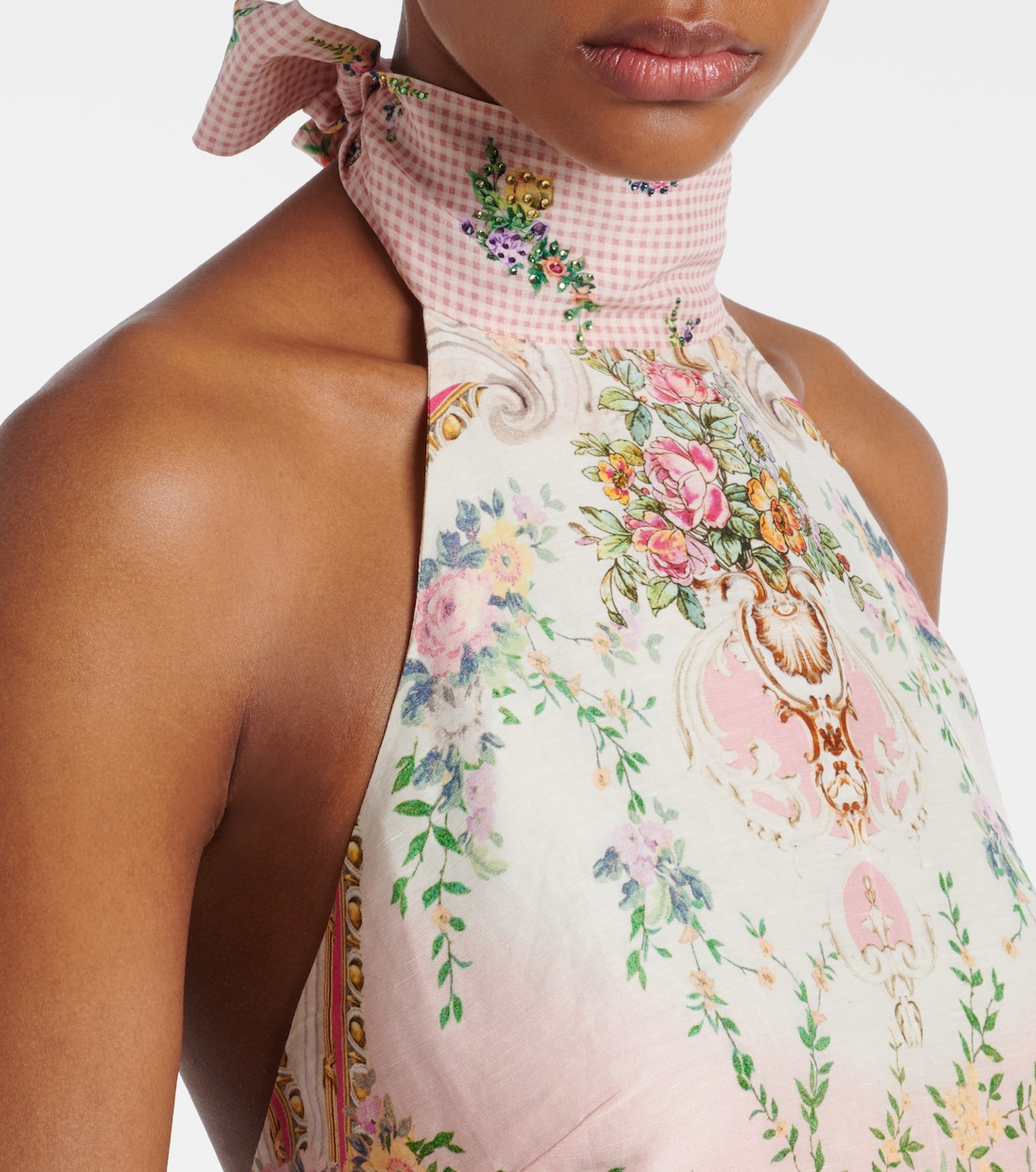 Halterneck linen and silk crop top | Camilla