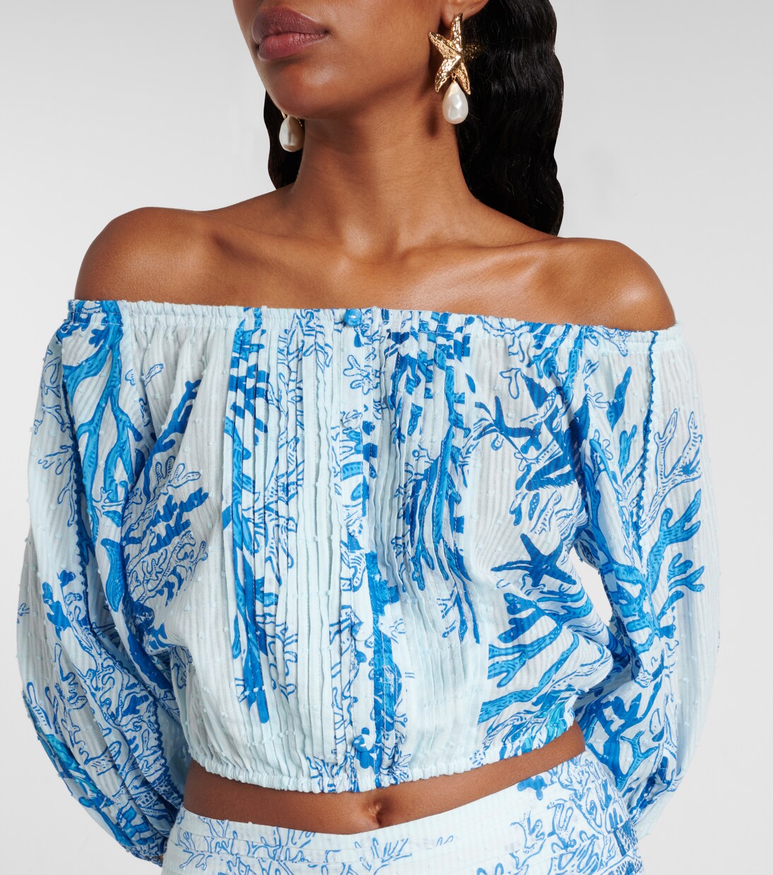 Top Bova imprimé à encolure bardot | Poupette St Barth