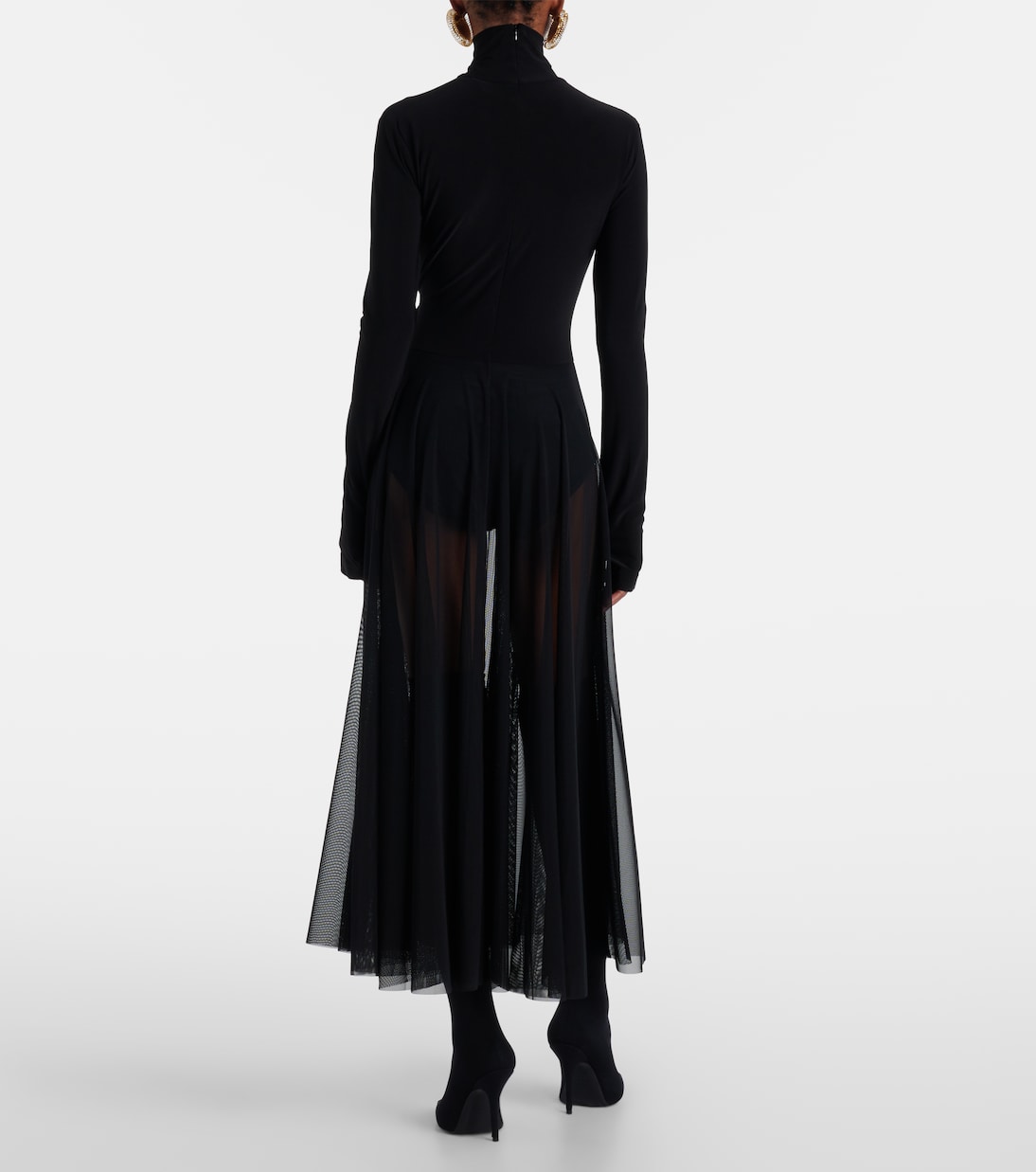 Sheer jersey and mesh midi dress | Norma Kamali