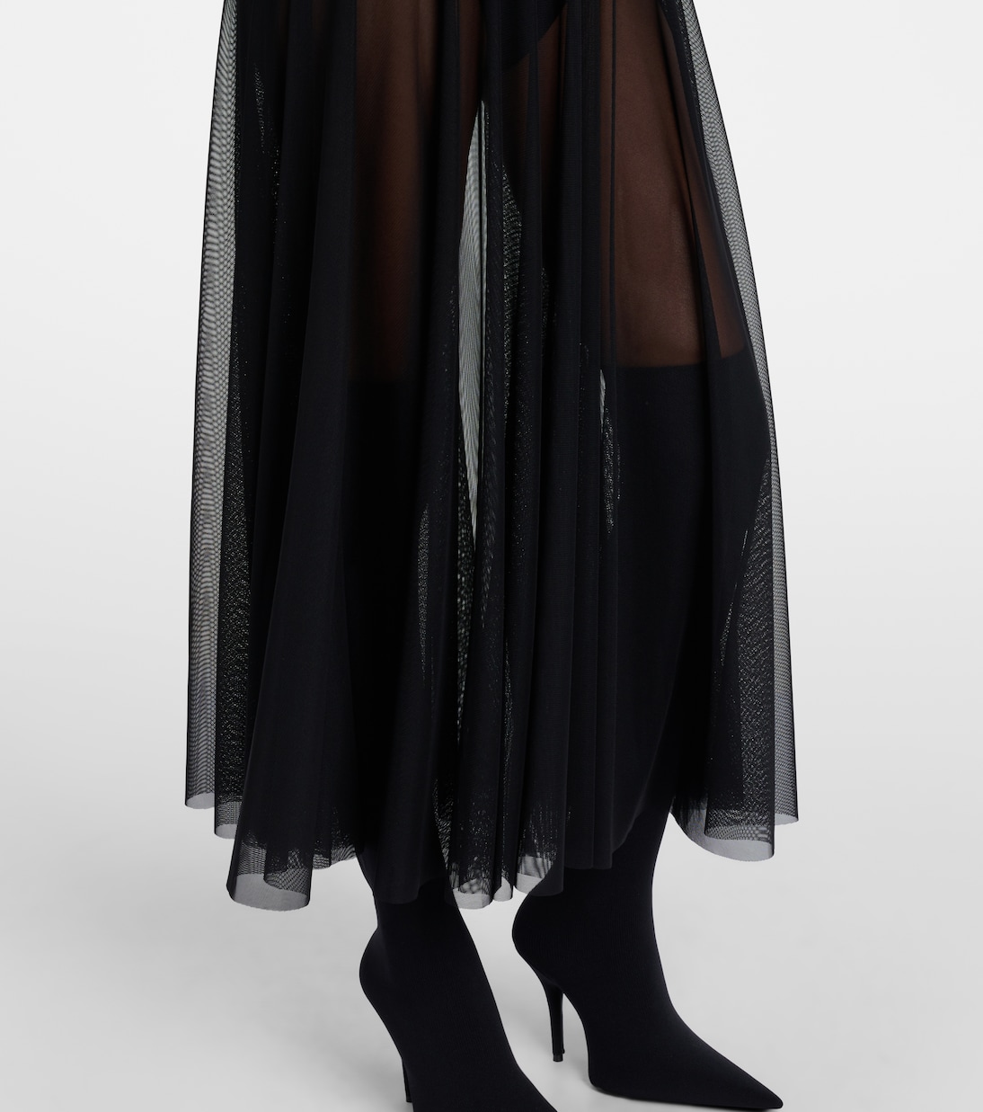 Sheer jersey and mesh midi dress | Norma Kamali