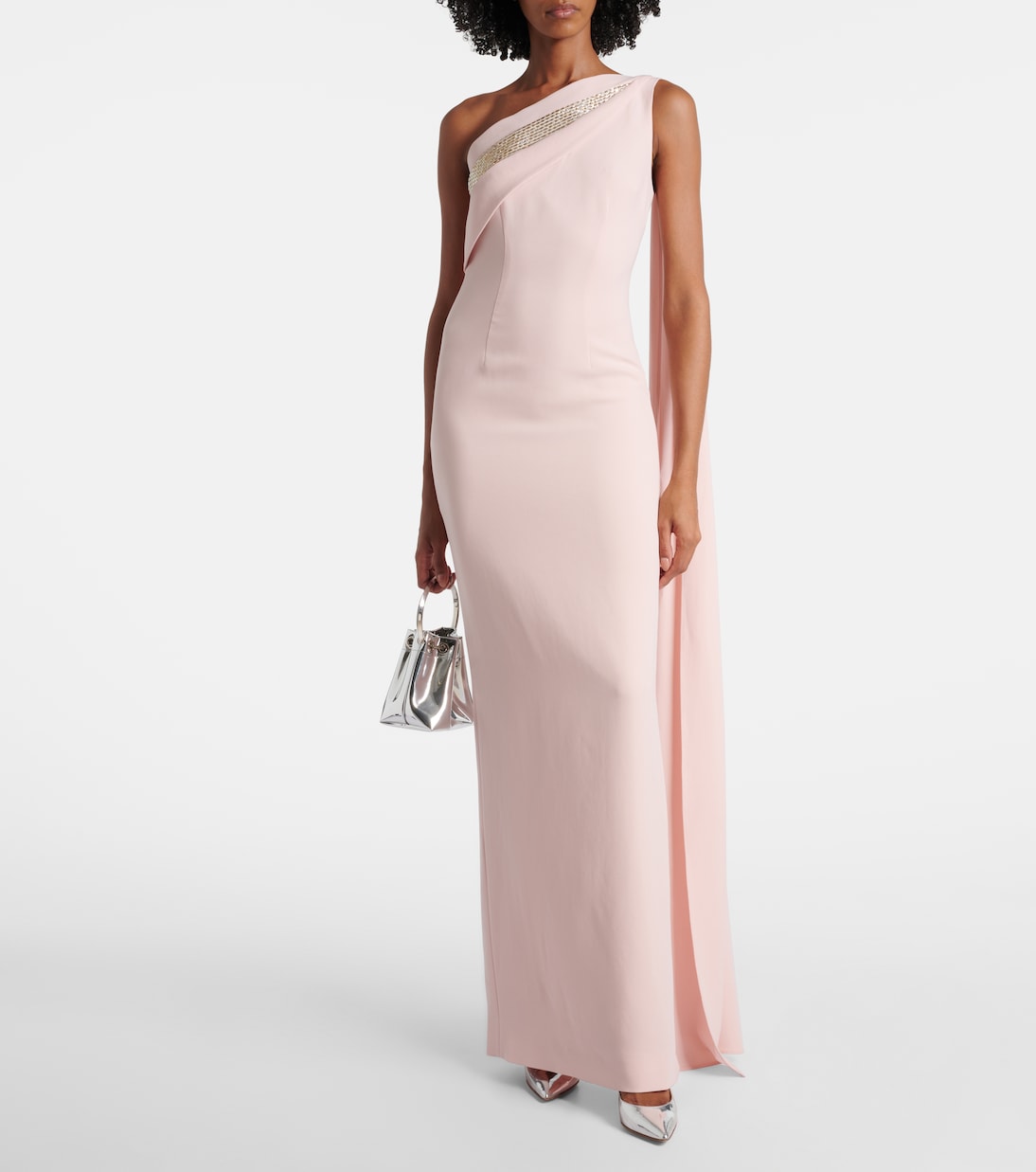 Embellished one-shoulder cady gown | Roland Mouret