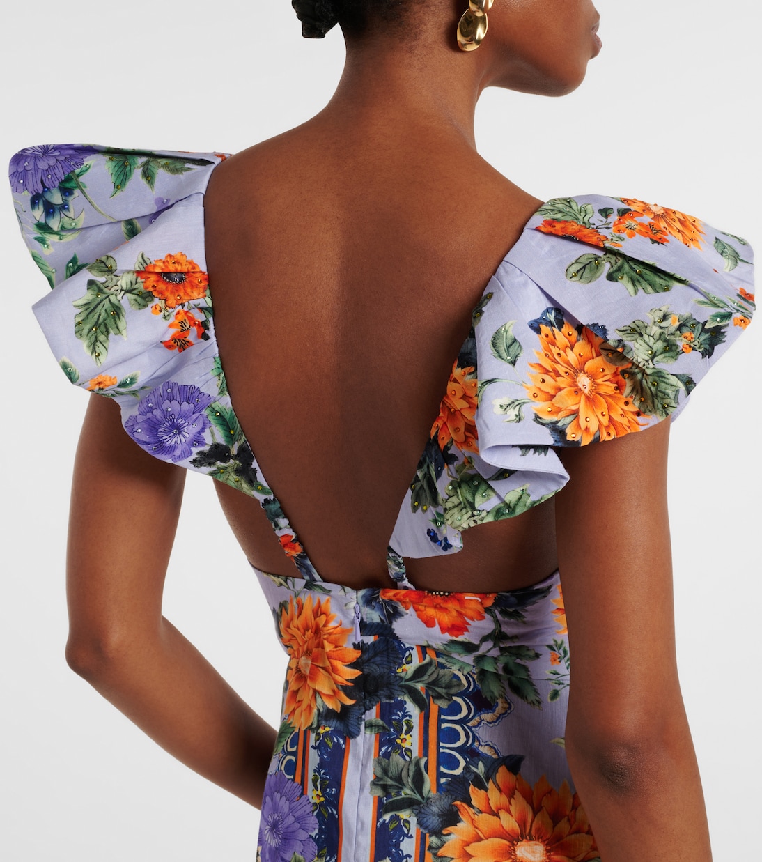 Robe longue Jardim Party en lin et soie | Camilla