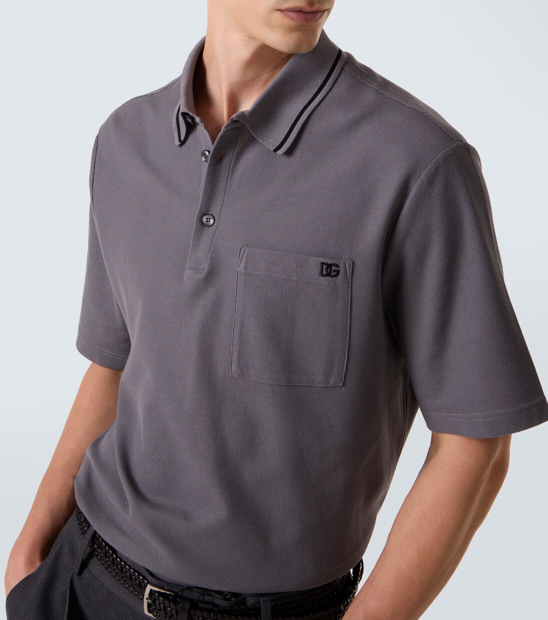 Besticktes Polohemd DG aus Baumwolle | Dolce&Gabbana