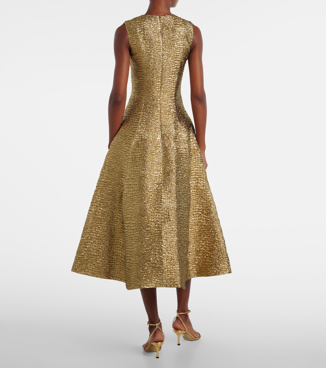 Abito midi Mara in seersucker metallizzato | Emilia Wickstead