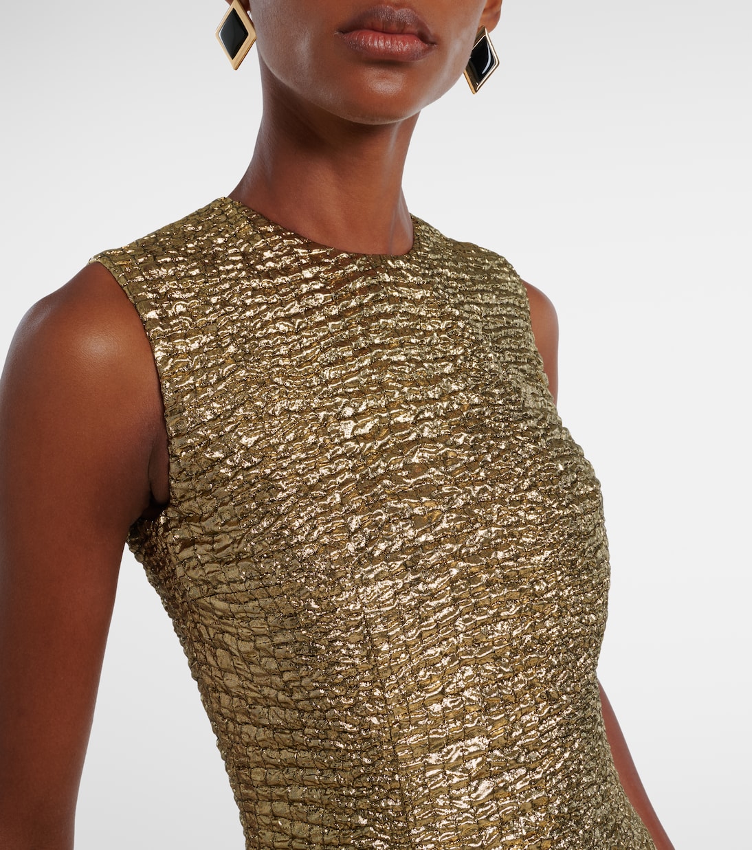 Abito midi Mara in seersucker metallizzato | Emilia Wickstead