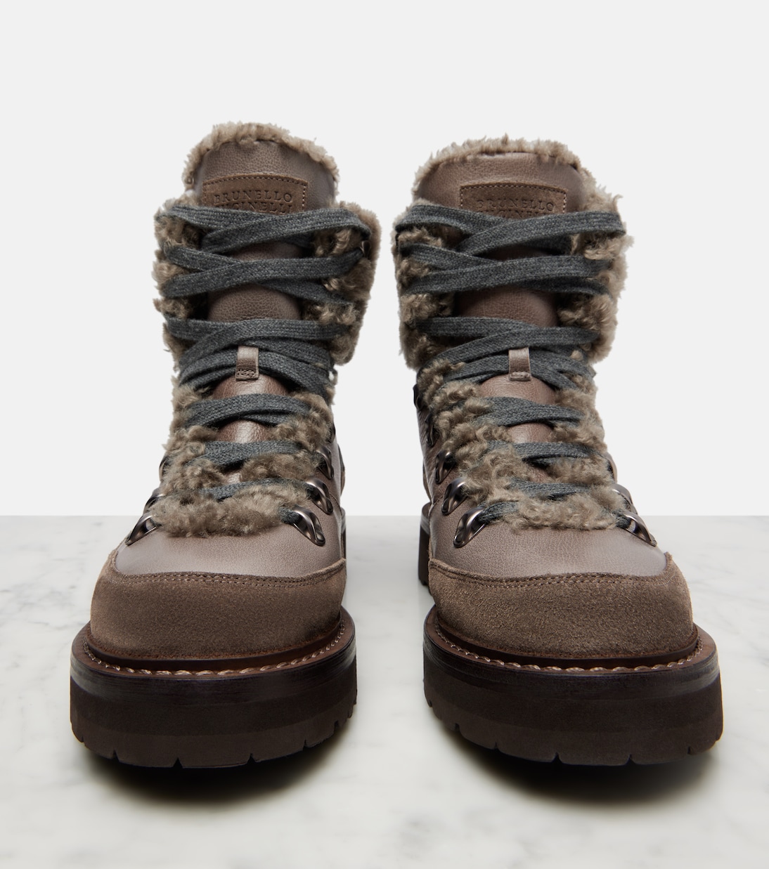 Shearling-lined leather ankle boots  | Brunello Cucinelli